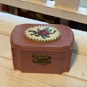 Hand-Painted Pink Floral Jewelry Box